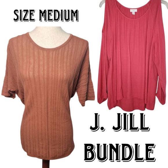 J. Jill Tops - J Jill Bundle Terracotta Knit Top  Orange and Open Shoulder Top